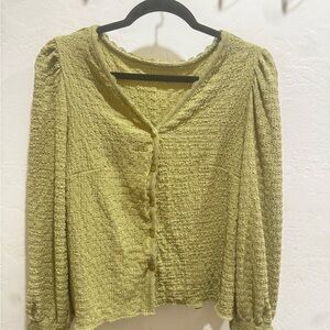 SHEIN Textured Green Blouse
